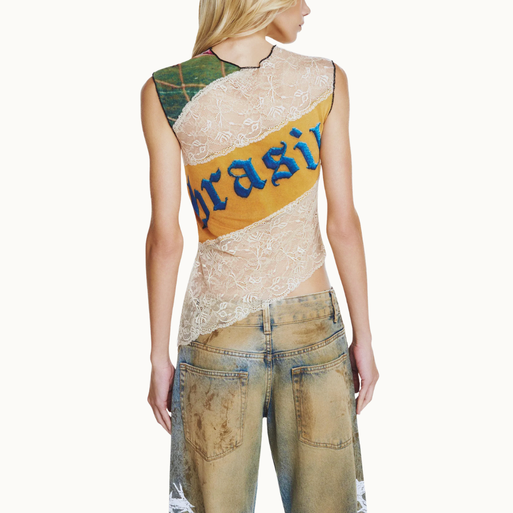 BLUSA SEM MANGA TULE E RENDA BRASIL