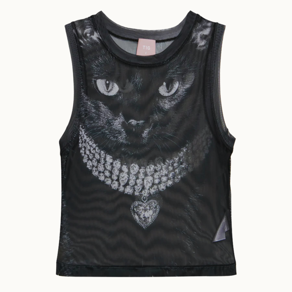 BLUSA SEM MANGA TULE GATO