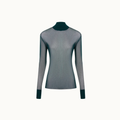 BLUSA TULE GOLA ALTA TEAL