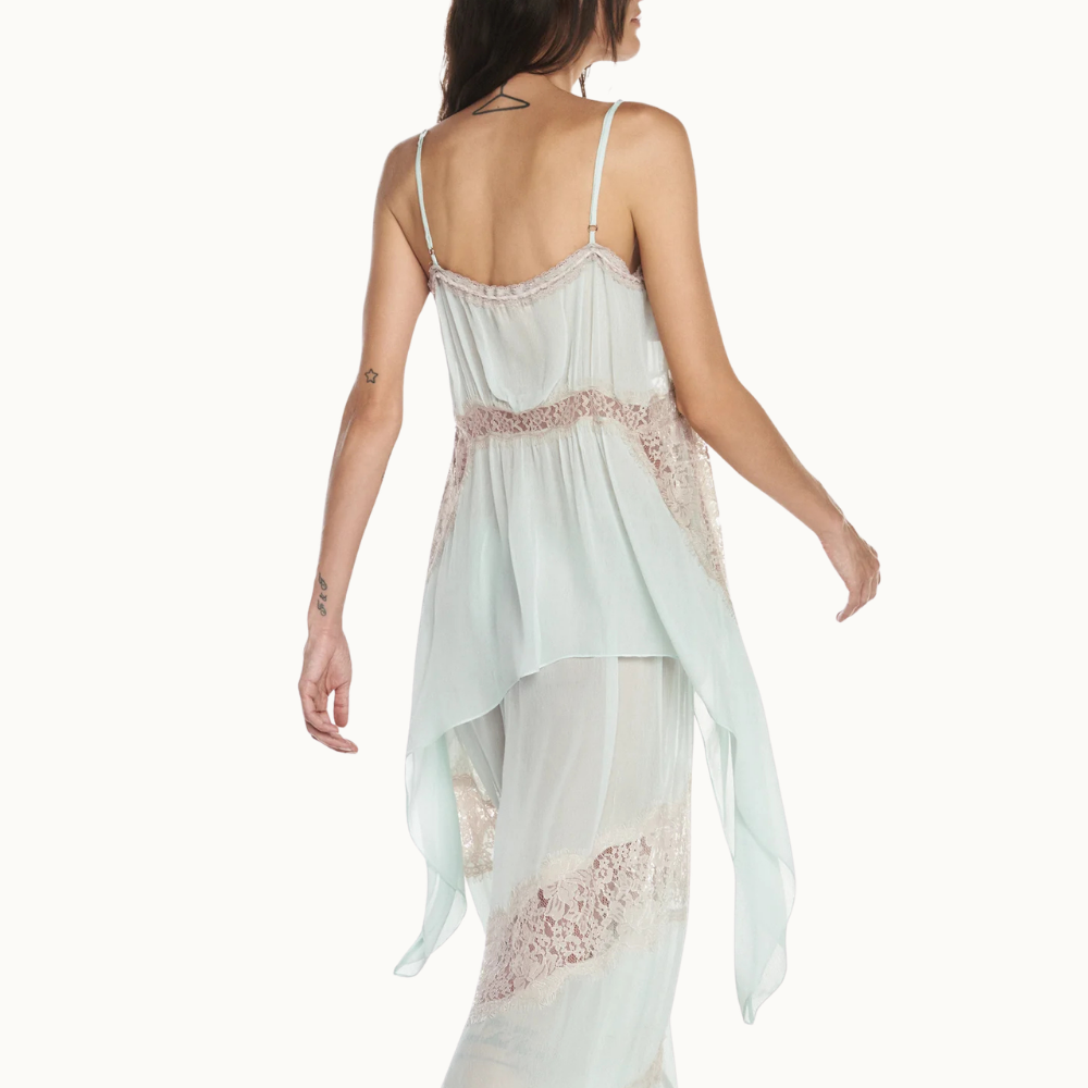 BLUSA COM ALÇA CHIFFON COM RENDA