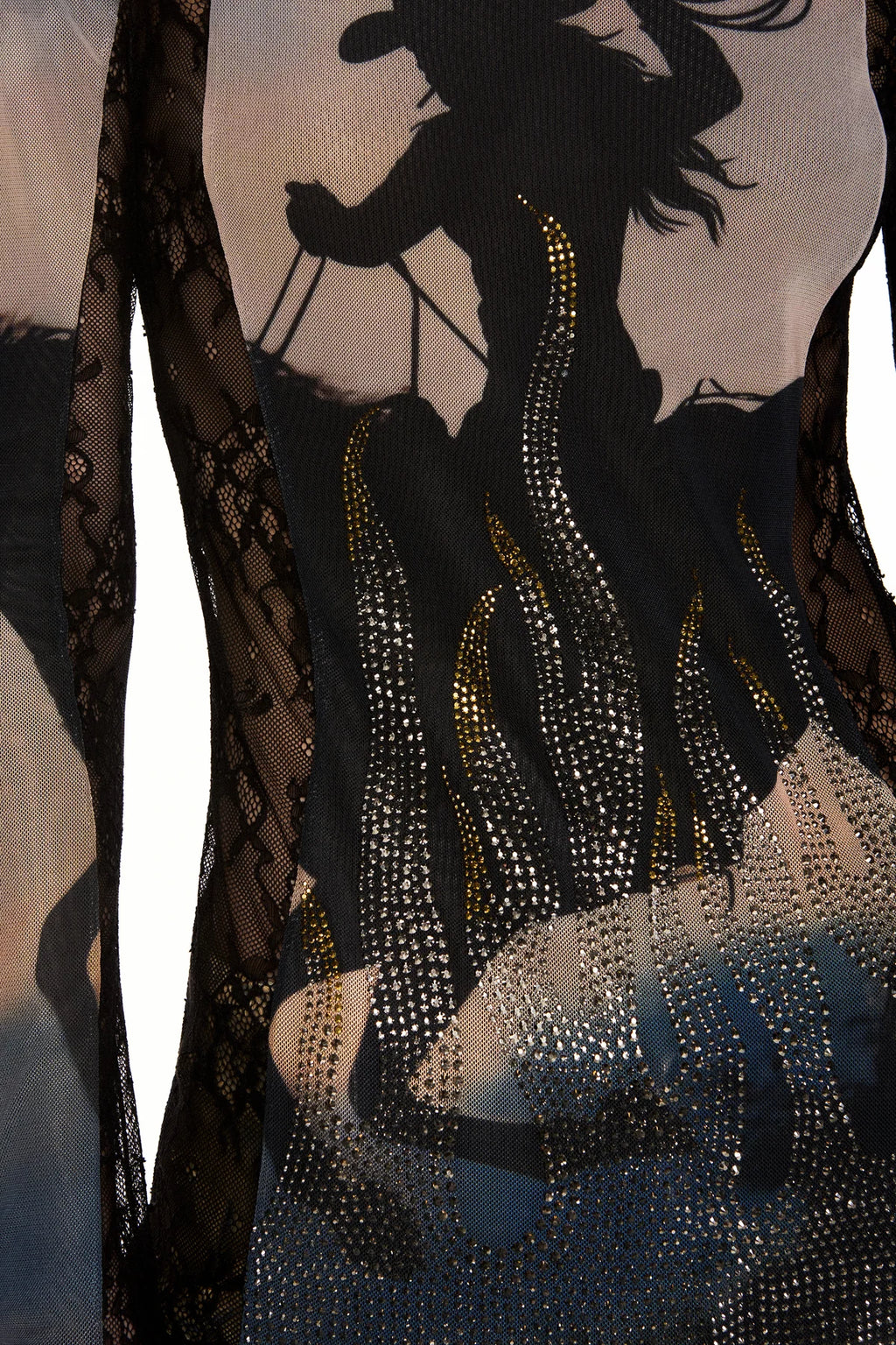 BLUSA MANGA LONGA TULE E RENDA WILD FIRE