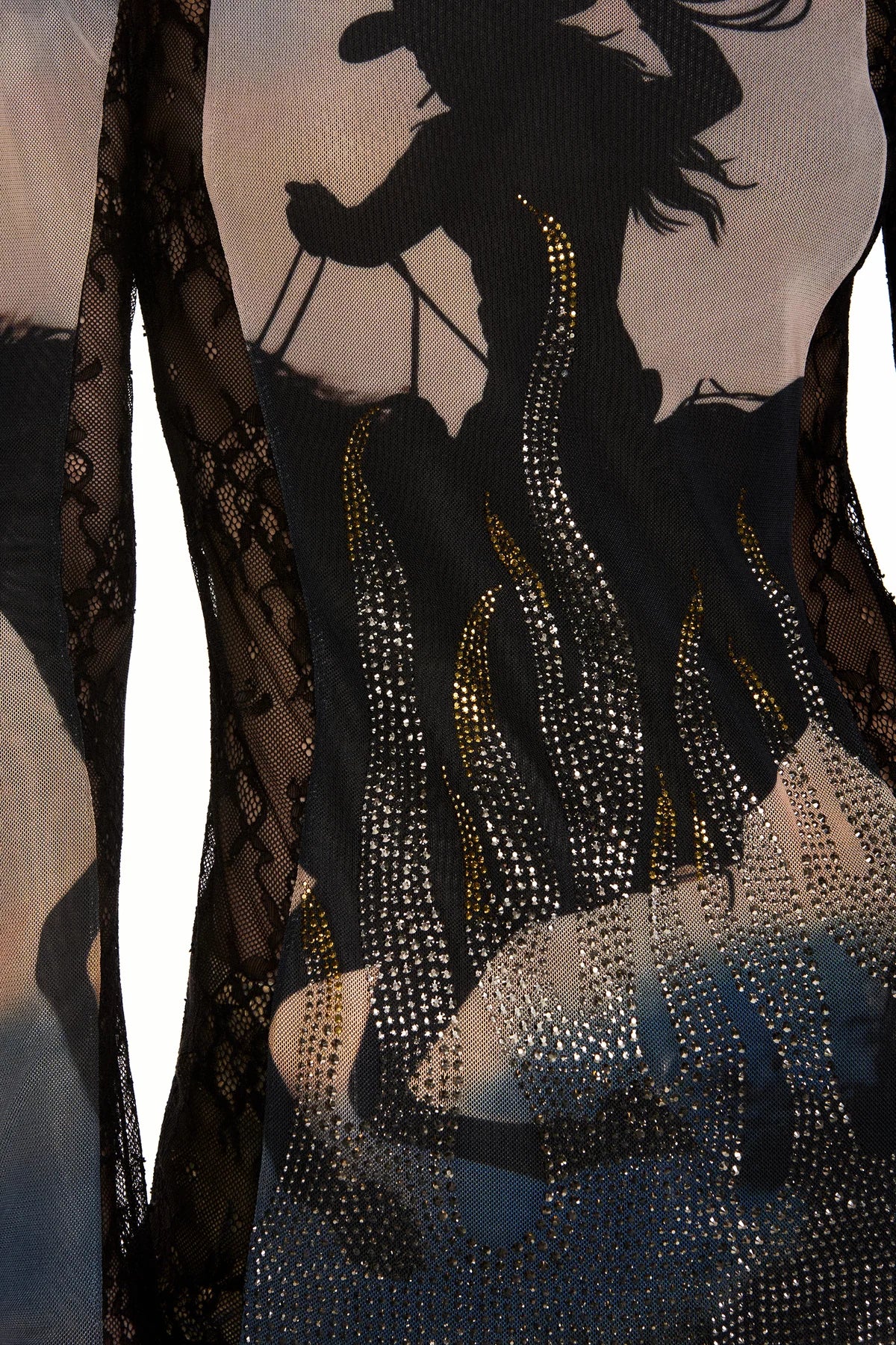 BLUSA MANGA LONGA TULE E RENDA WILD FIRE