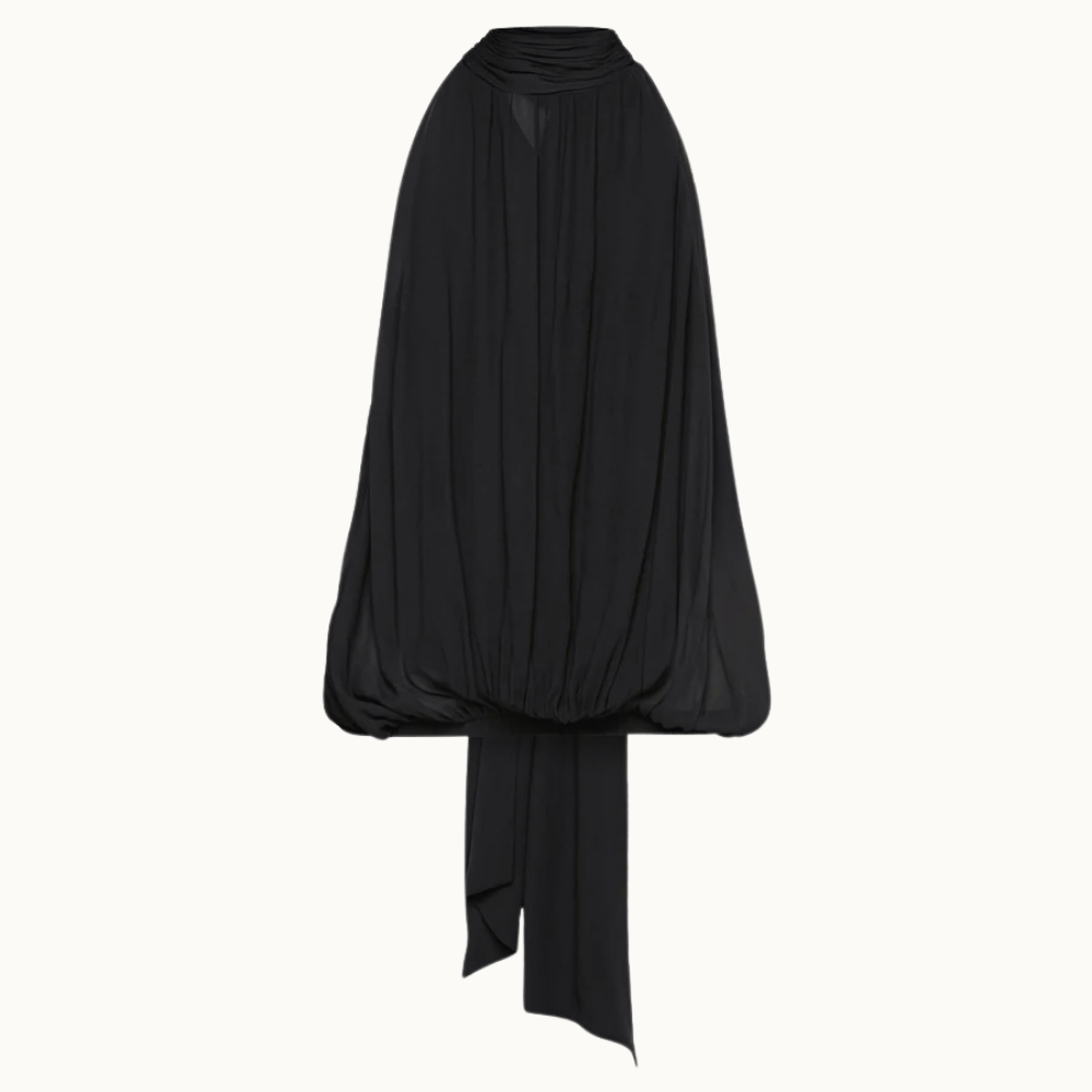 BLUSA GOLA ALTA SEM MANGA ELÁSTICO BARRA GEORGETE