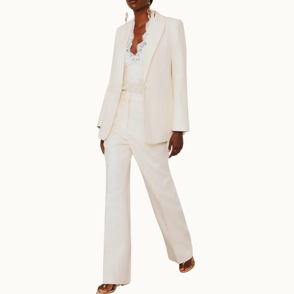 Blazer De Algodão Com Linho Reto Detalhe Bolsos Oversized
