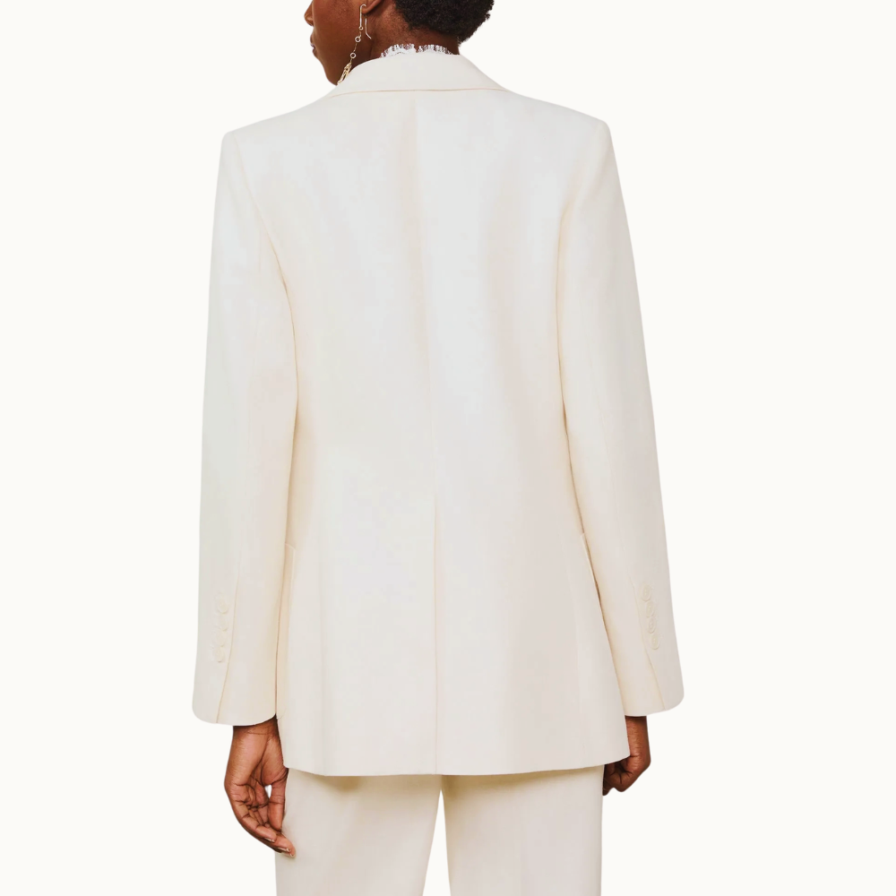 Blazer De Algodão Com Linho Reto Detalhe Bolsos Oversized