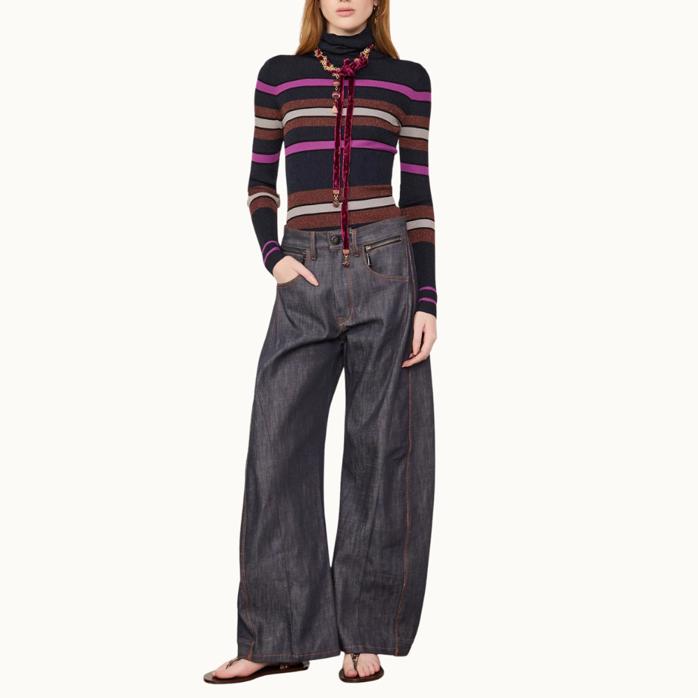 Blusa De Tricot Com Lurex Listras Colors