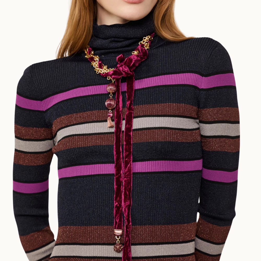 Blusa De Tricot Com Lurex Listras Colors