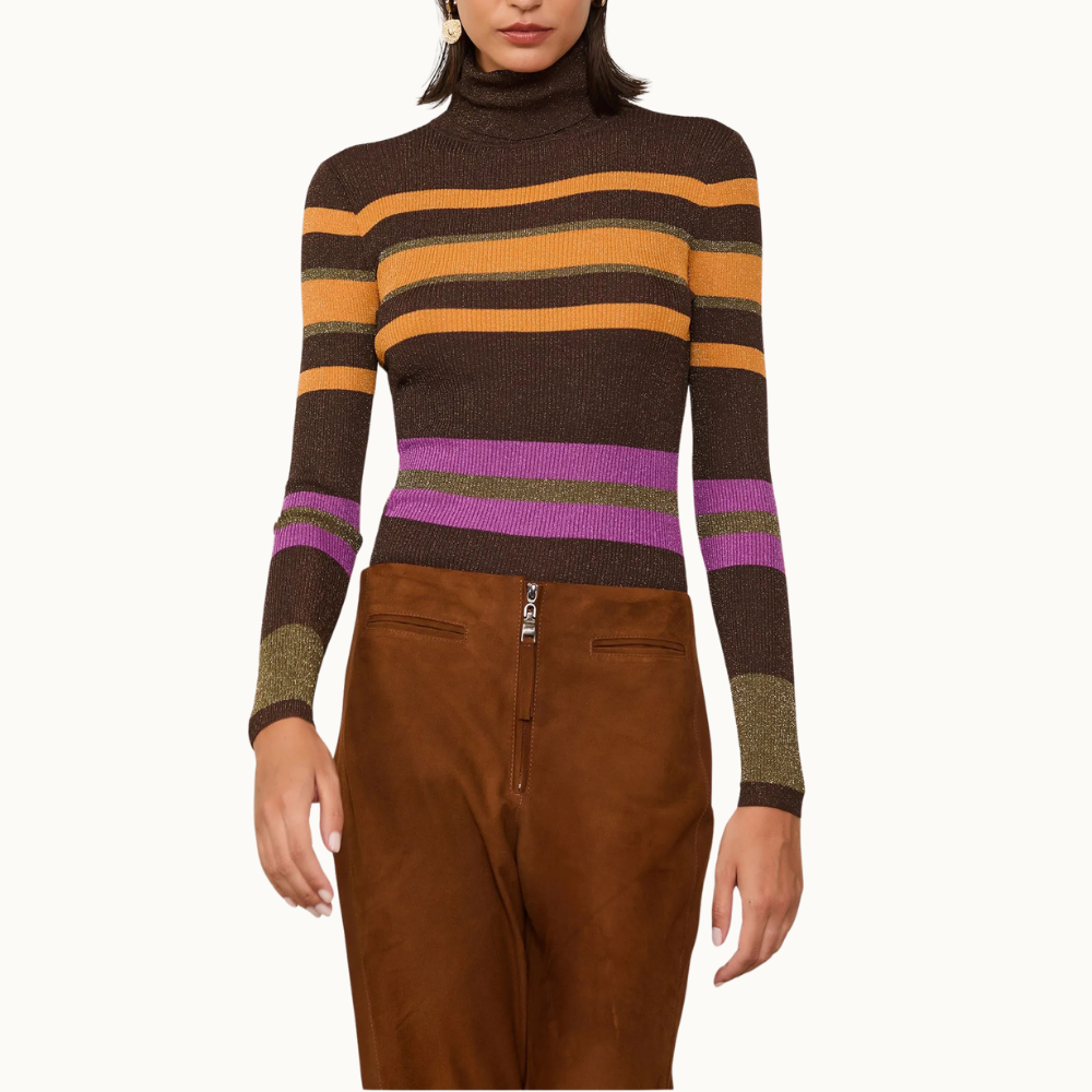 Blusa De Tricot Com Lurex Listras Colors