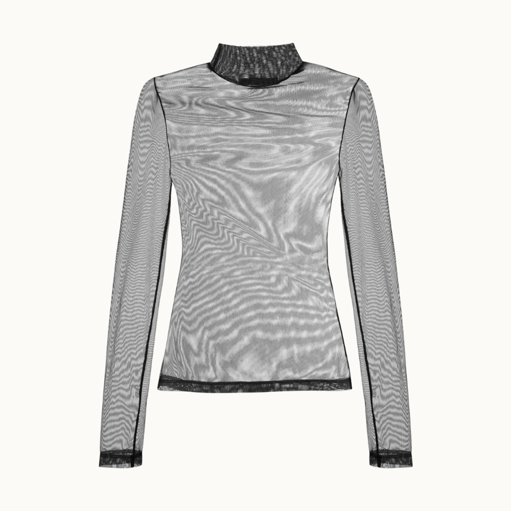 Blusa De Tule Segunda Pele Gola Alta