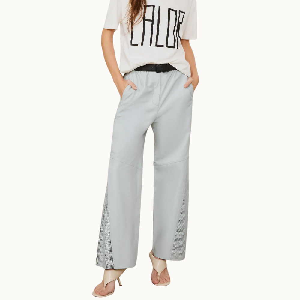 CALCA DE COURO MIX TEXTURA AMARRACAO