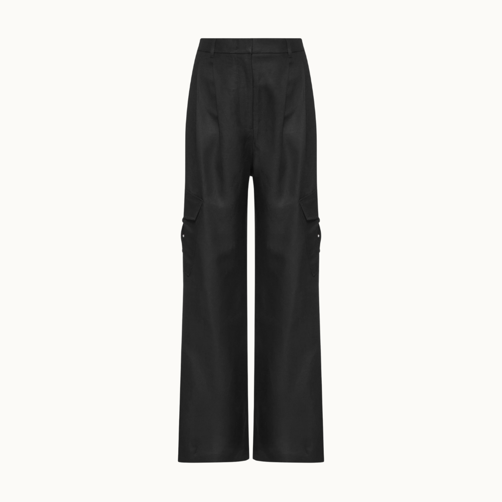 CALÇA DE LINHO AMPLA CARGO