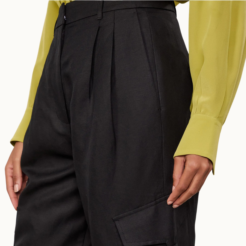 CALÇA DE LINHO AMPLA CARGO