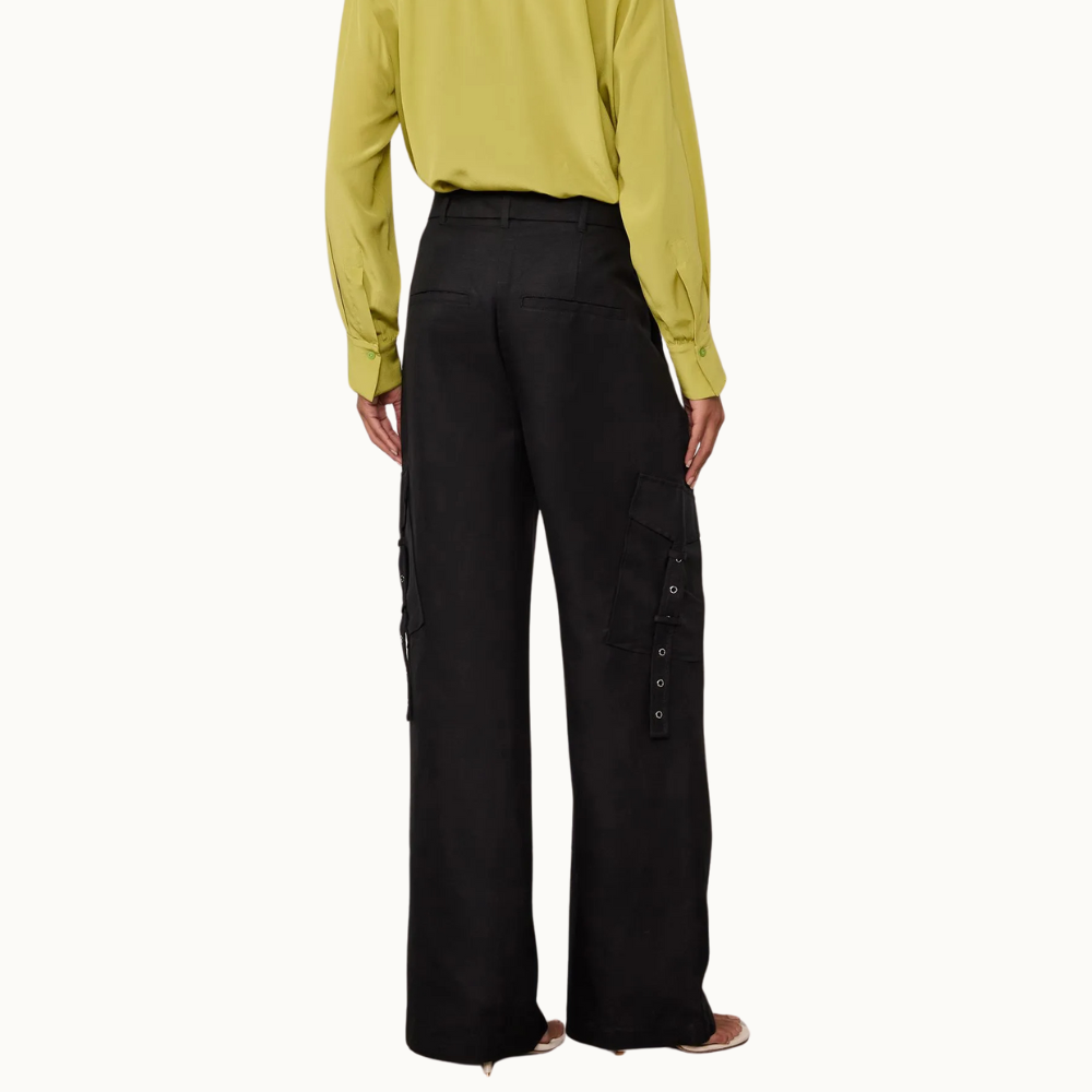 CALÇA DE LINHO AMPLA CARGO