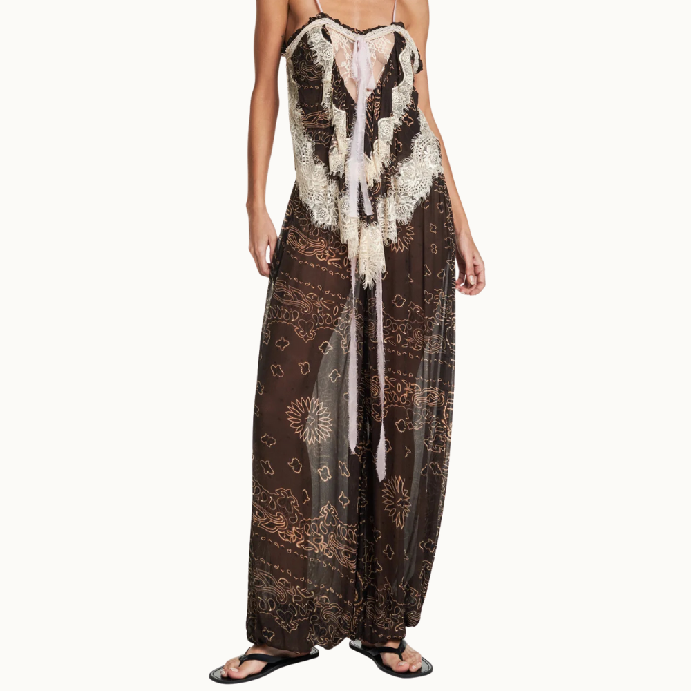 CALÇA ELÁSTICO CINTURA E BARRA CHIFFON BANDANA
