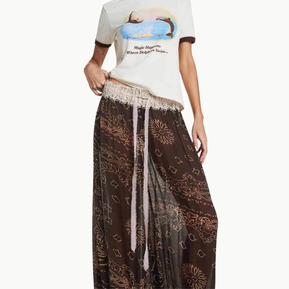 CALÇA ELÁSTICO CINTURA E BARRA CHIFFON BANDANA