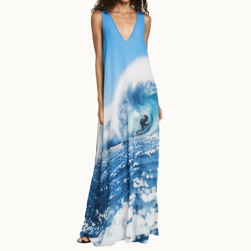 VESTIDO LONGO ALÇA LARGA GEORGETE SURF