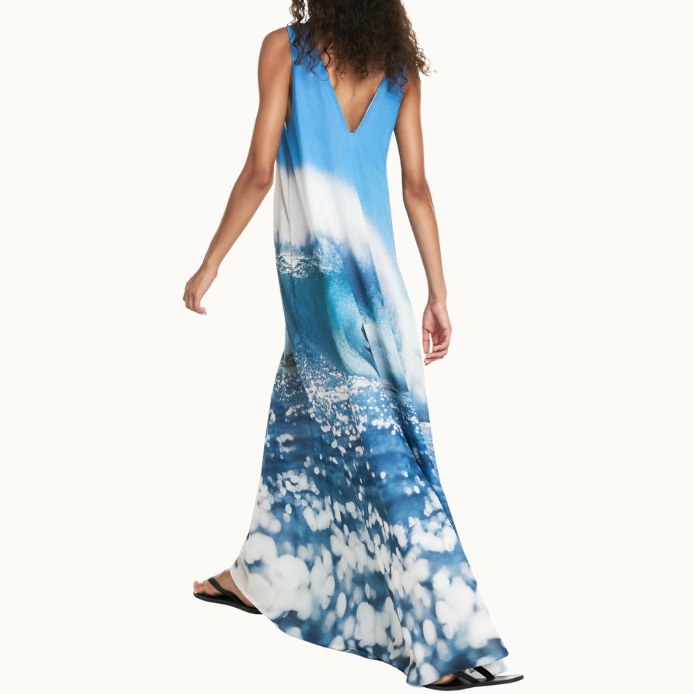 VESTIDO LONGO ALÇA LARGA GEORGETE SURF