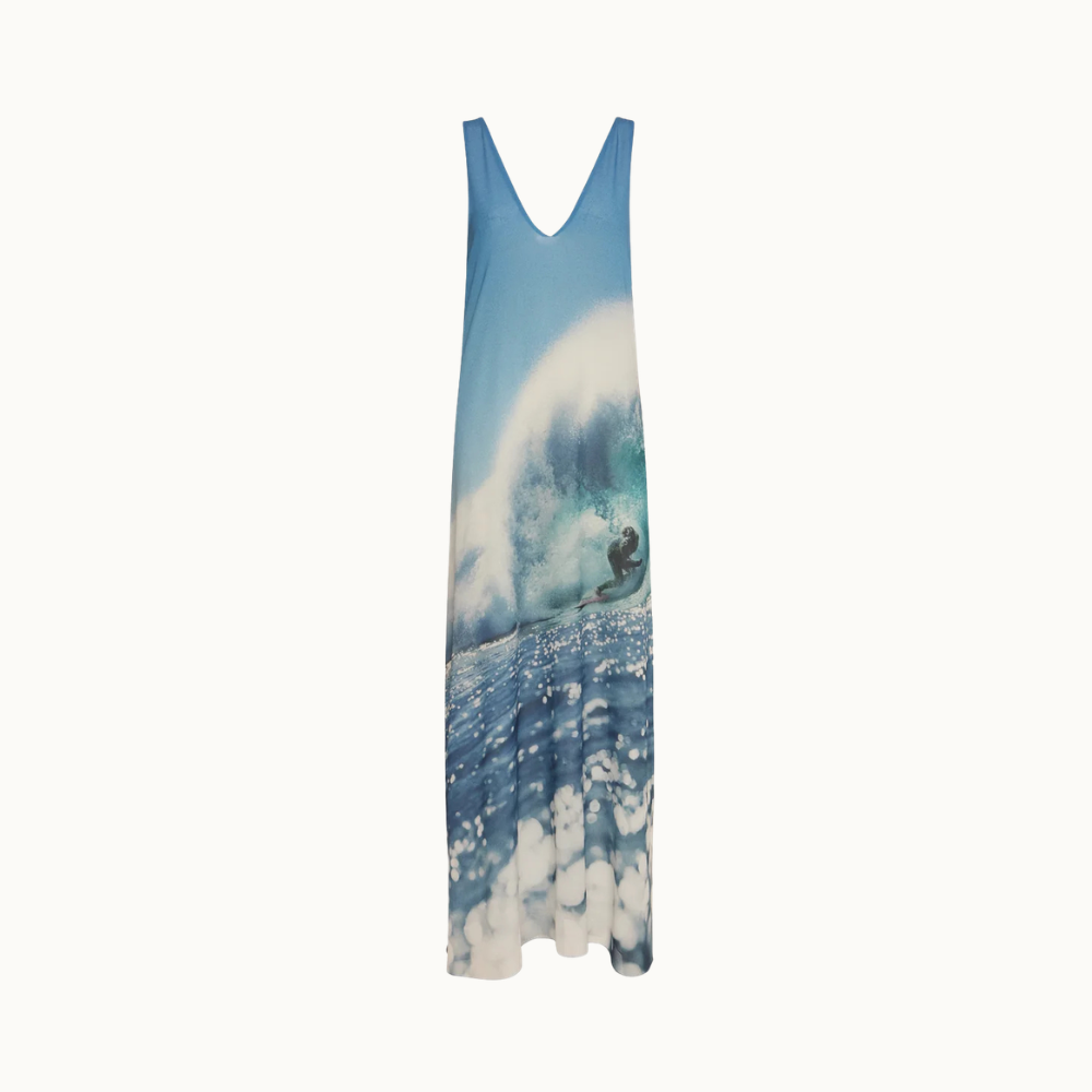 VESTIDO LONGO ALÇA LARGA GEORGETE SURF