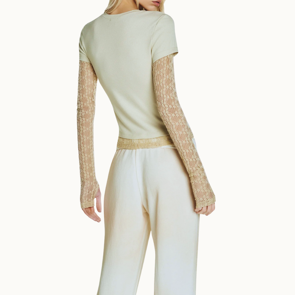 CALÇA FLARE DE MOLETOM OFF WHITE