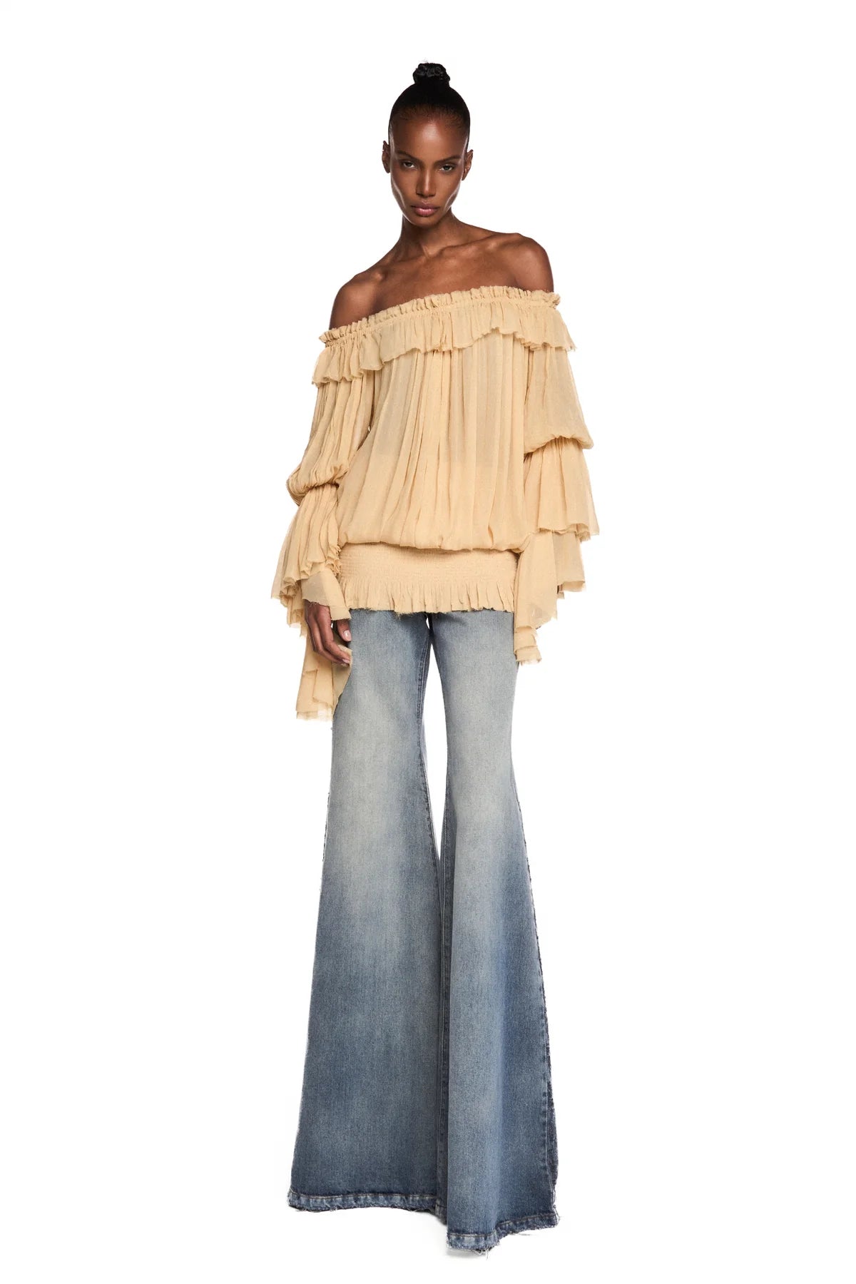 CALÇA JEANS FLARE BOCA DE SINO