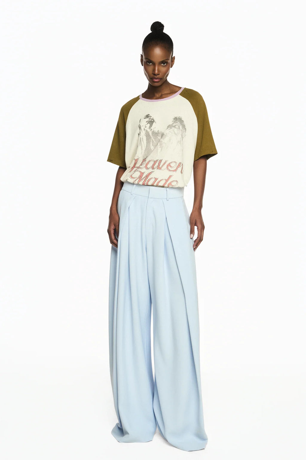 CALÇA ALFAIATARIA PREGAS PERNA AMPLA CREPE HEAVY PATOU AZUL