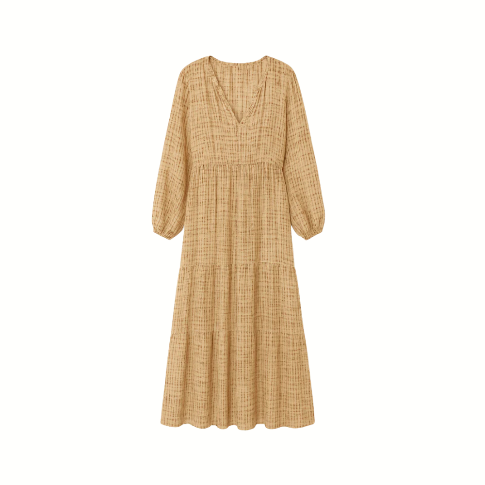 Vestido Midi Camadas Textura Trama