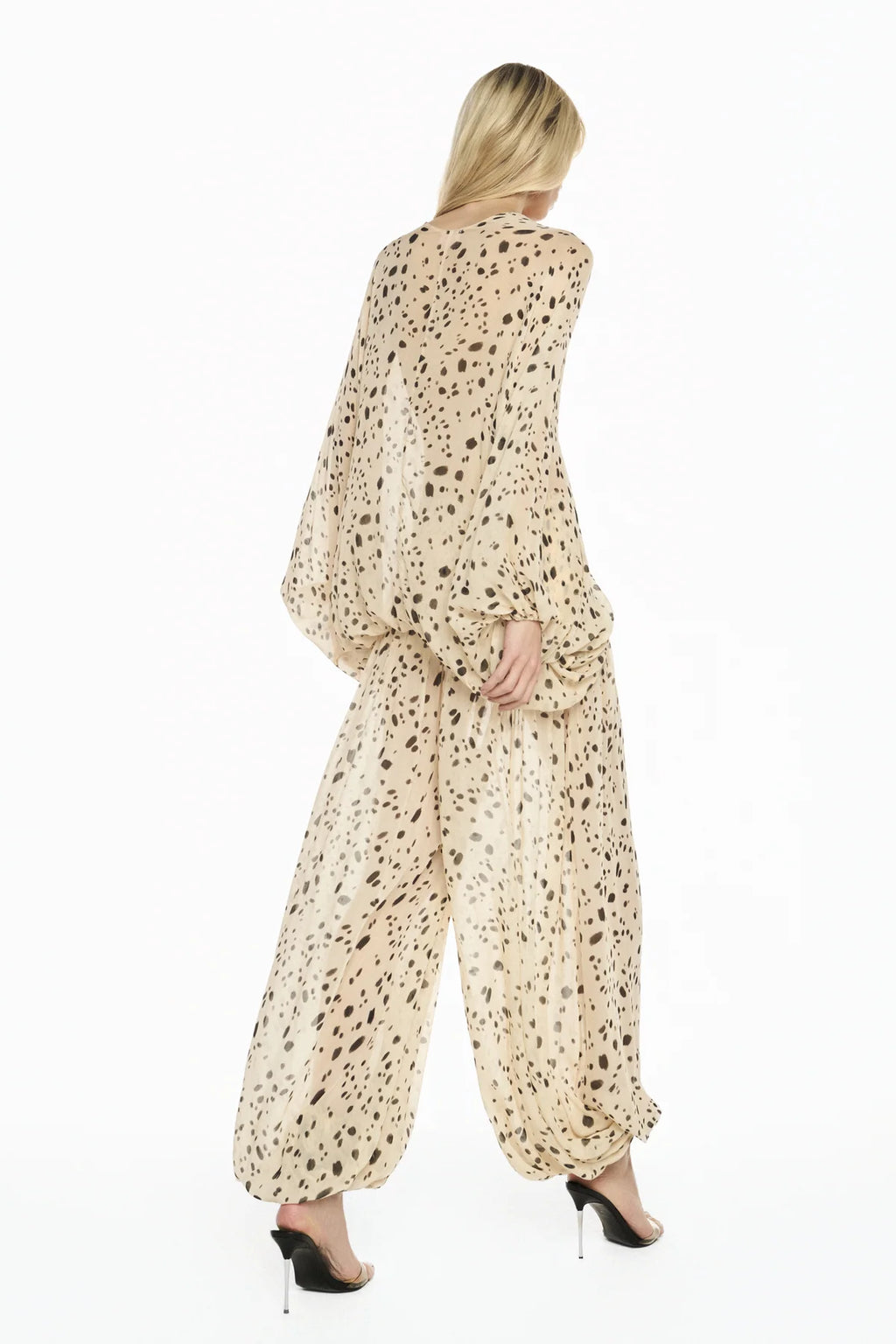 CALÇA PALA E BARRA LASTEX CHIFFON DÁLMATA