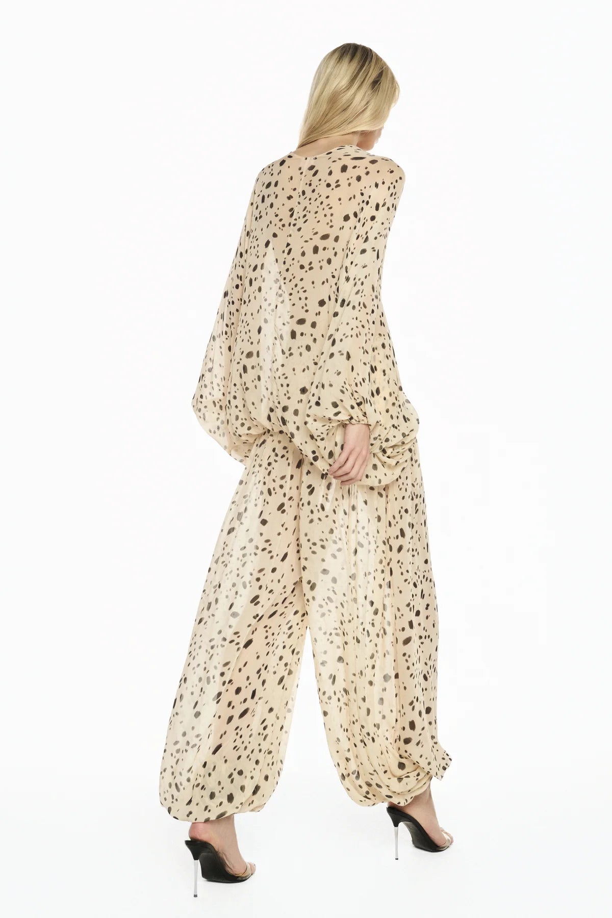 CALÇA PALA E BARRA LASTEX CHIFFON DÁLMATA