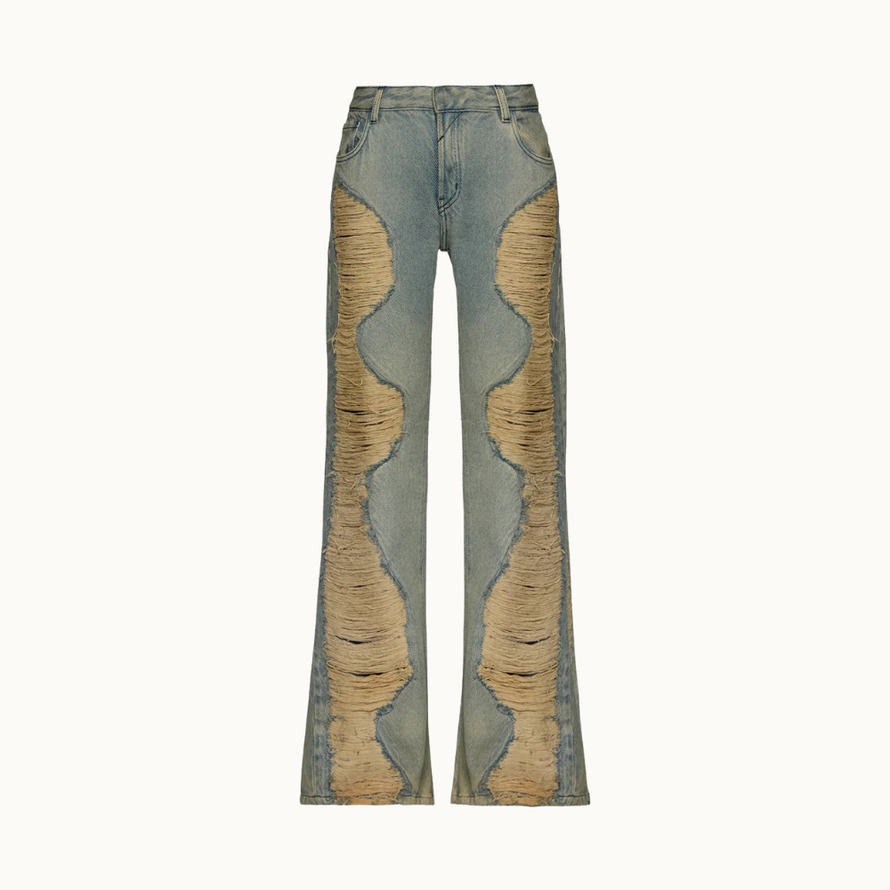CALCA JEANS FLARE RASGOS FRONTAIS