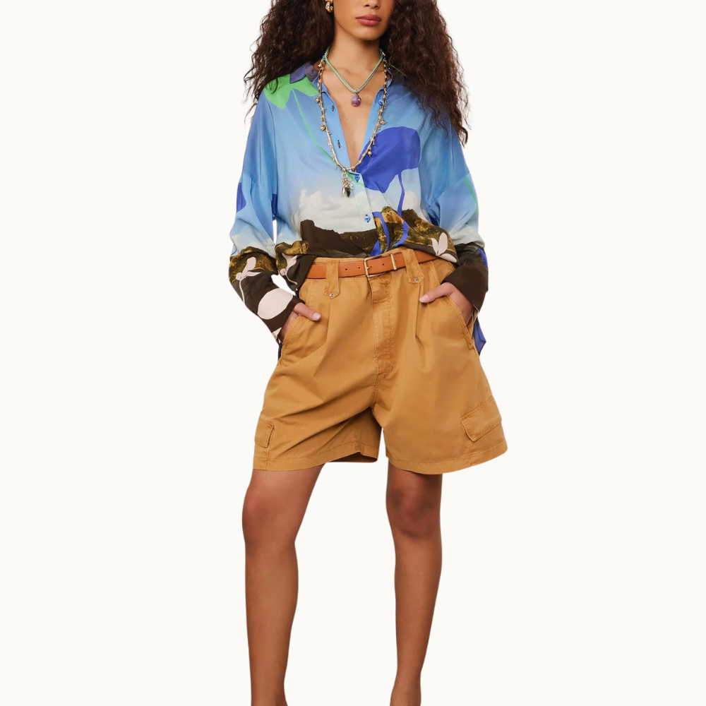 CAMISA DE SEDA AMPLA ESTAMPADA