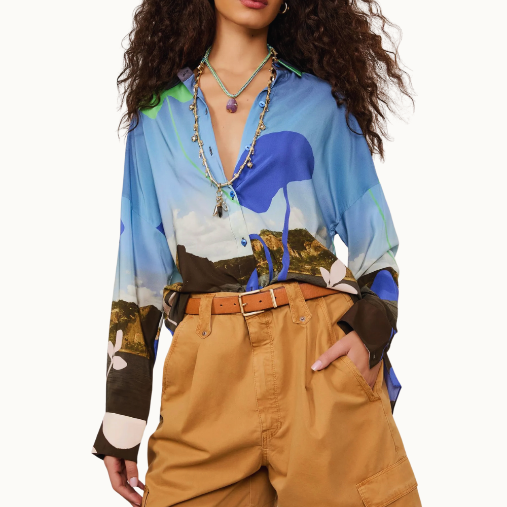 CAMISA DE SEDA AMPLA ESTAMPADA