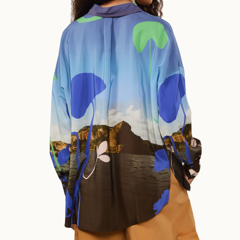CAMISA DE SEDA AMPLA ESTAMPADA