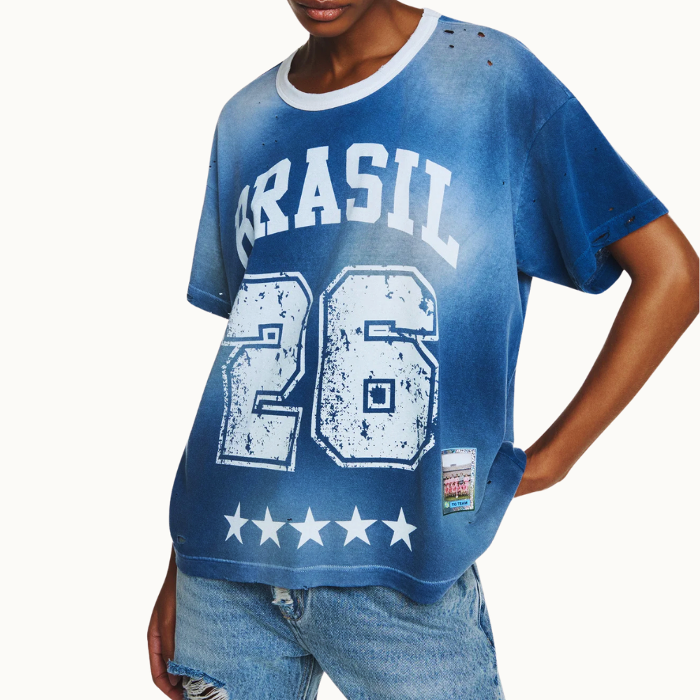 CAMISETA BRASIL 26 AZUL MANCHADA