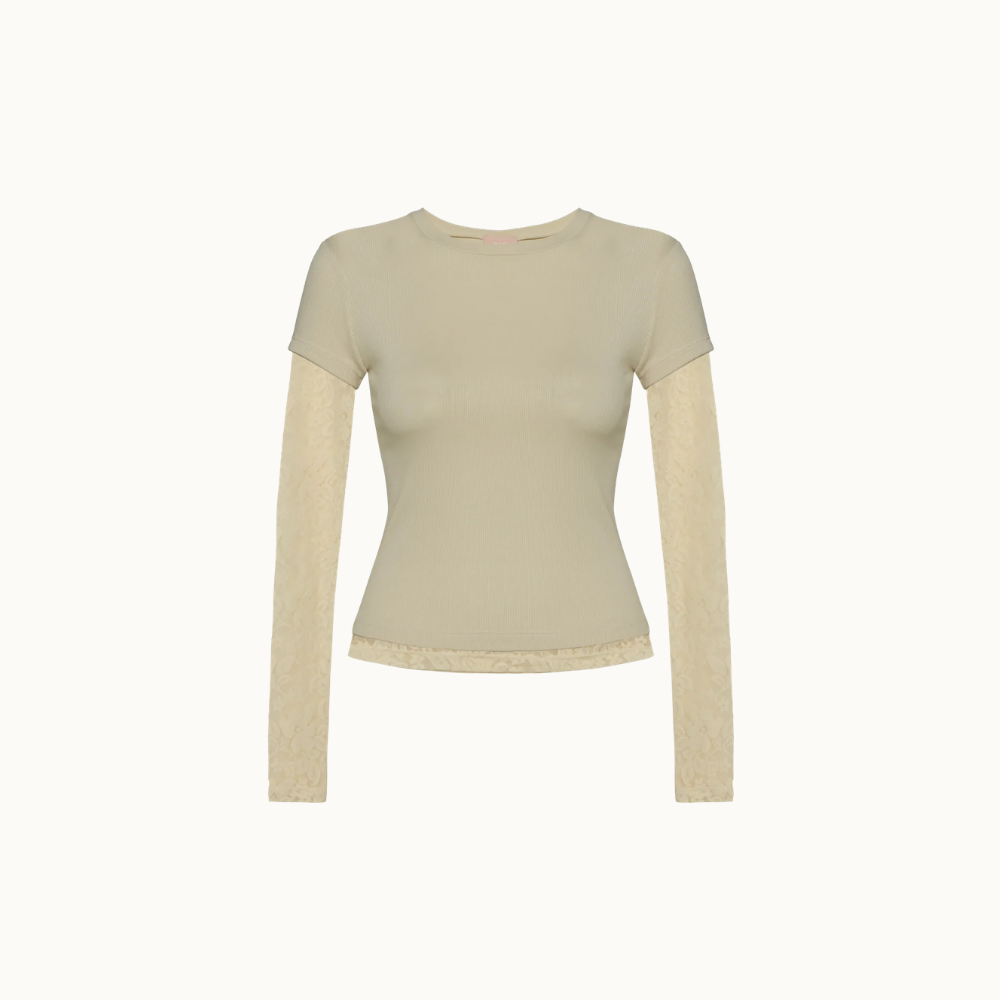 CAMISETA SOBREPOSIÇÃO MANGA RENDA