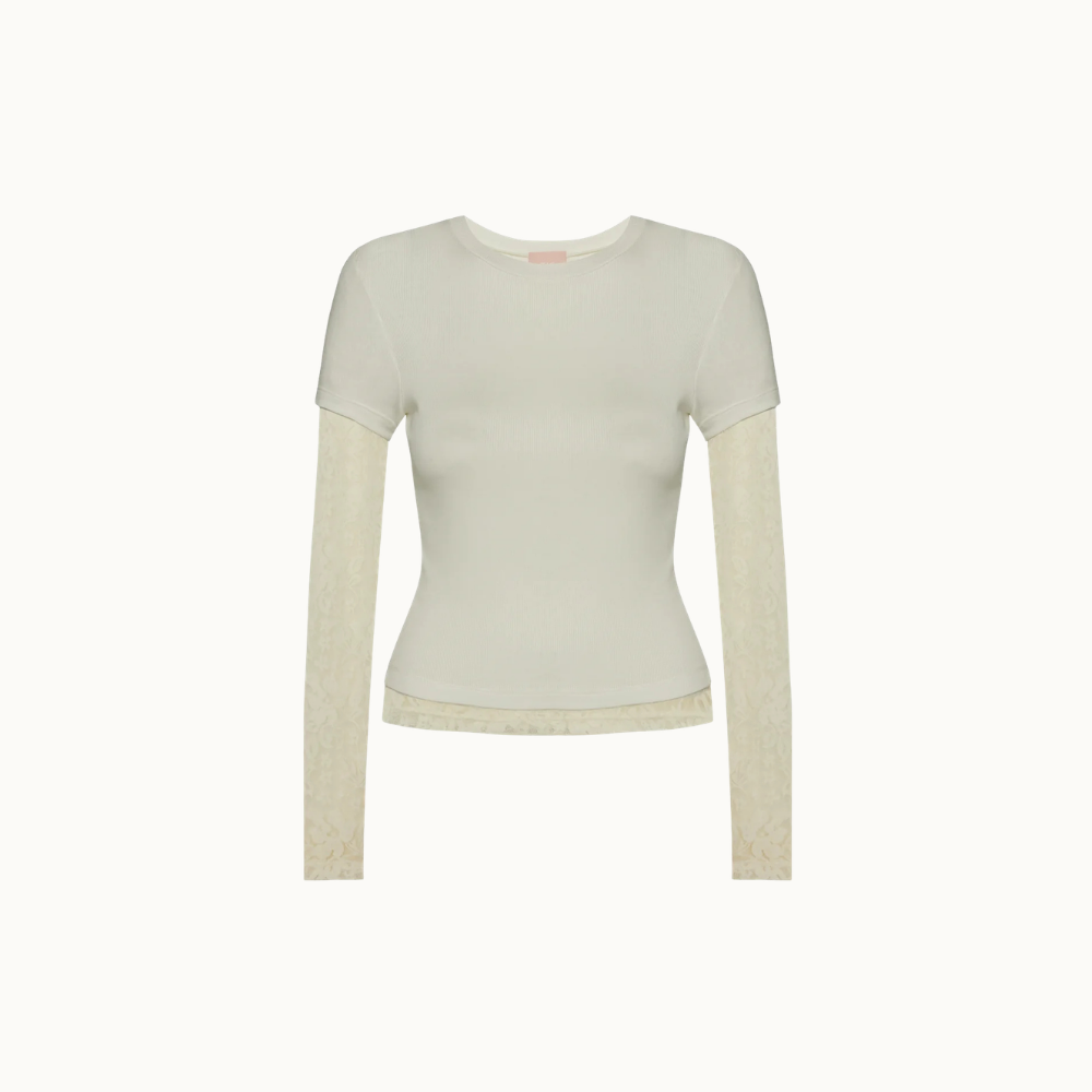 CAMISETA SOBREPOSIÇÃO MANGA RENDA