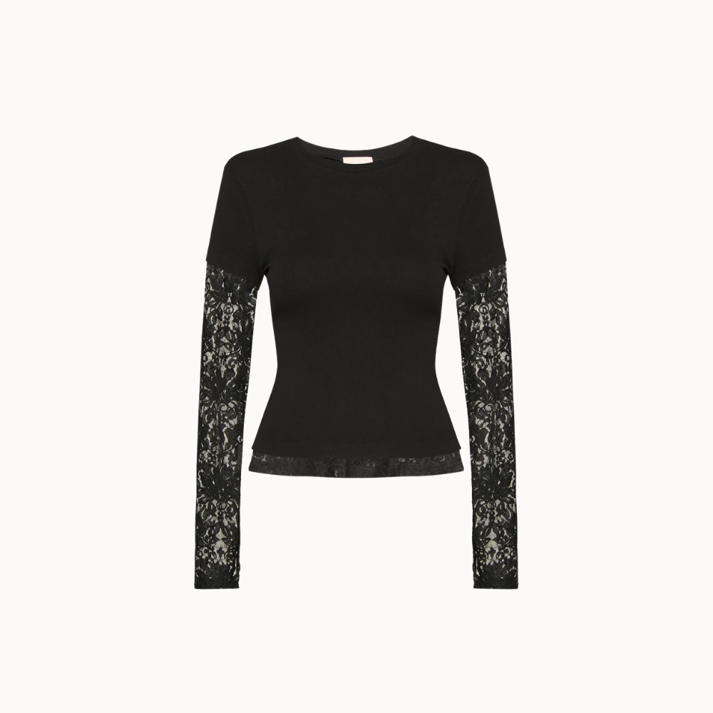 CAMISETA SOBREPOSIÇÃO MANGA RENDA