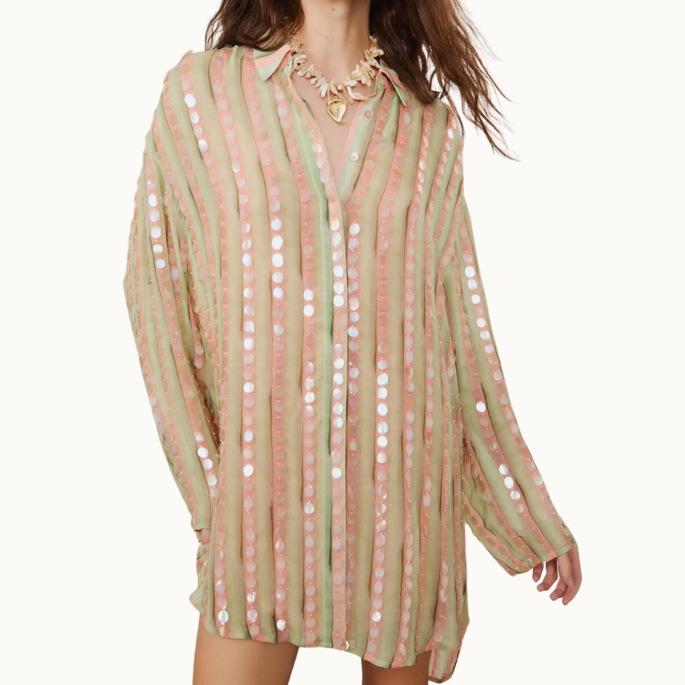 CHEMISE AQUA PAETE MULTICOLOR