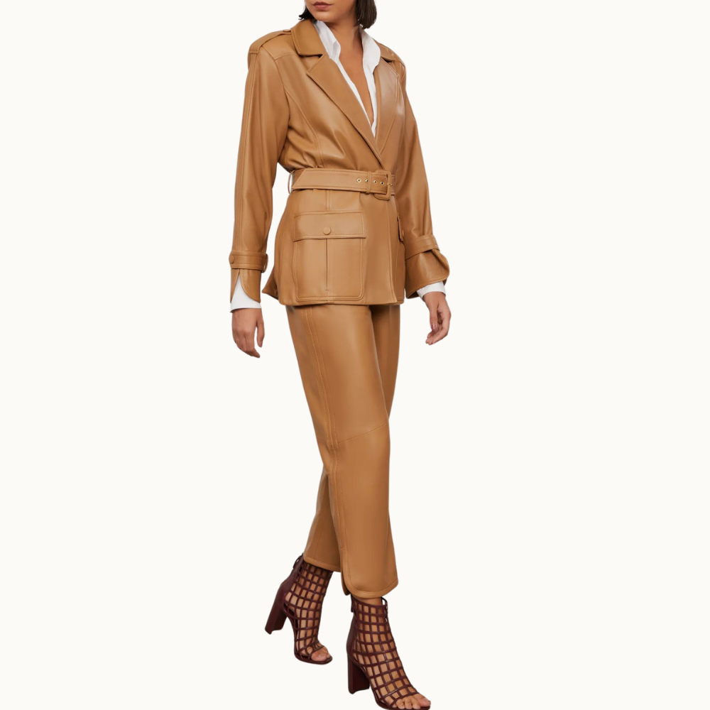 CALÇA DE COURO FAIXA LATERAL