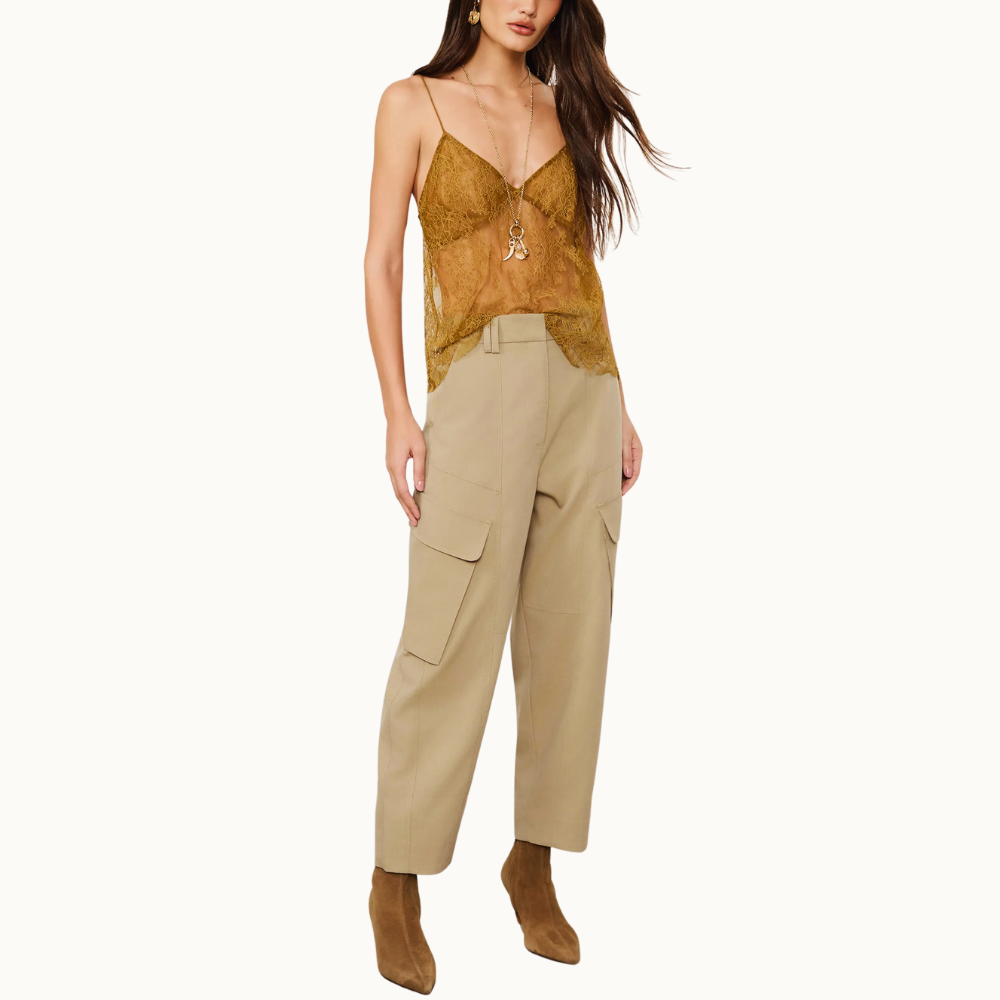 Calça Feminina Bolsos Kaki