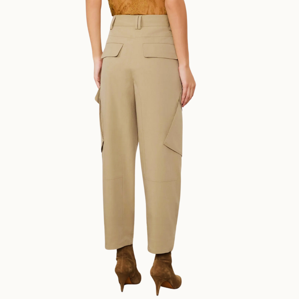 Calça Feminina Bolsos Kaki