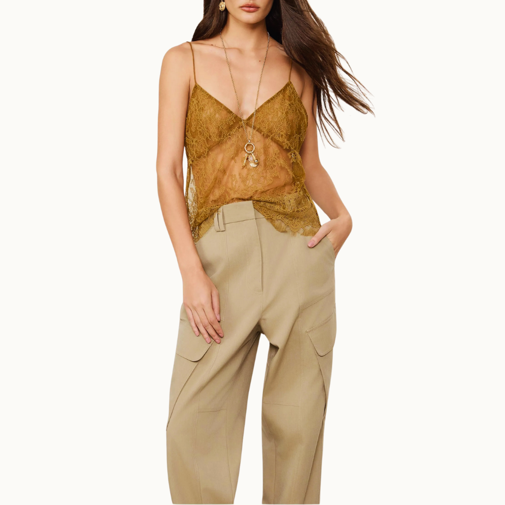 Calça Feminina Bolsos Kaki