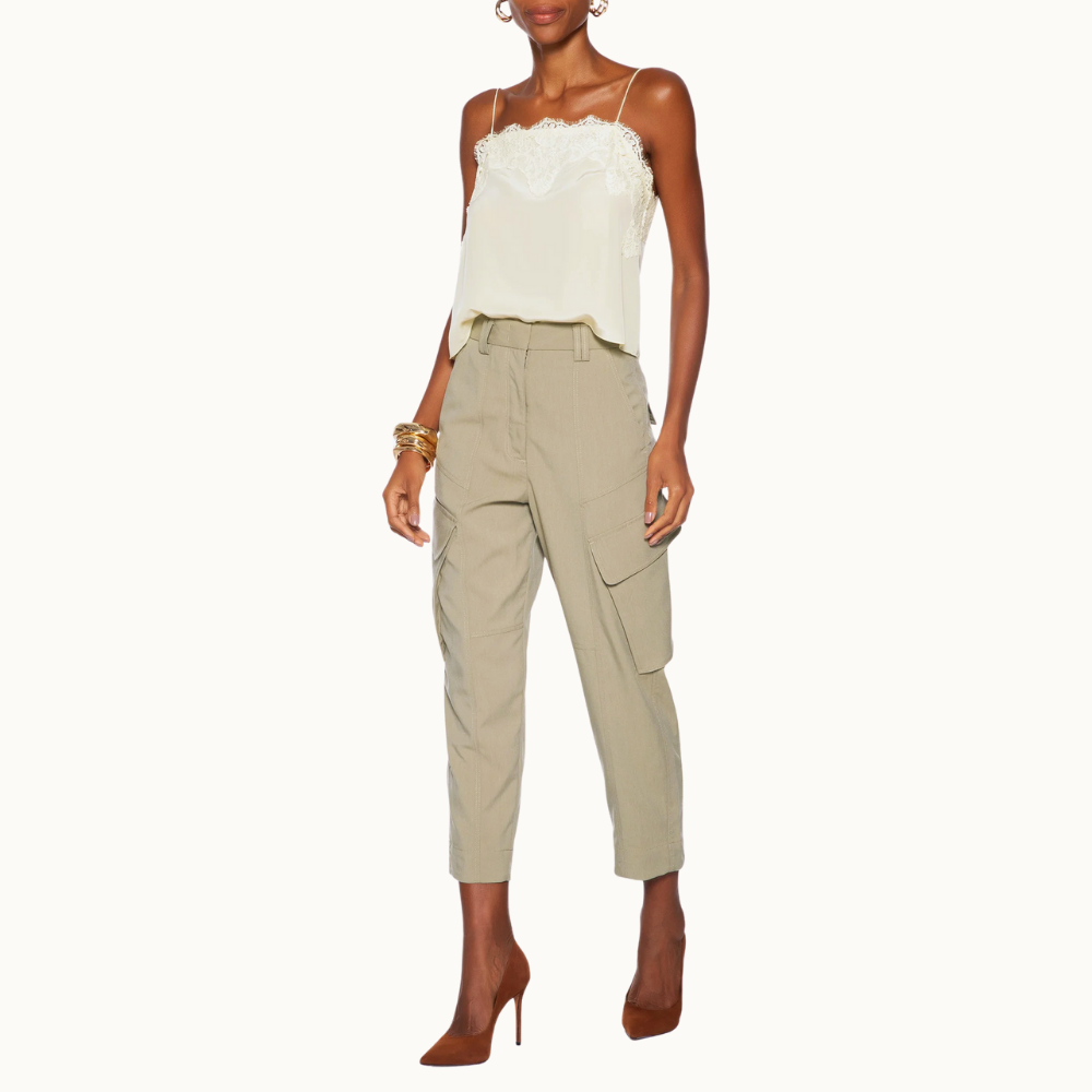 Calça Feminina Bolsos Kaki