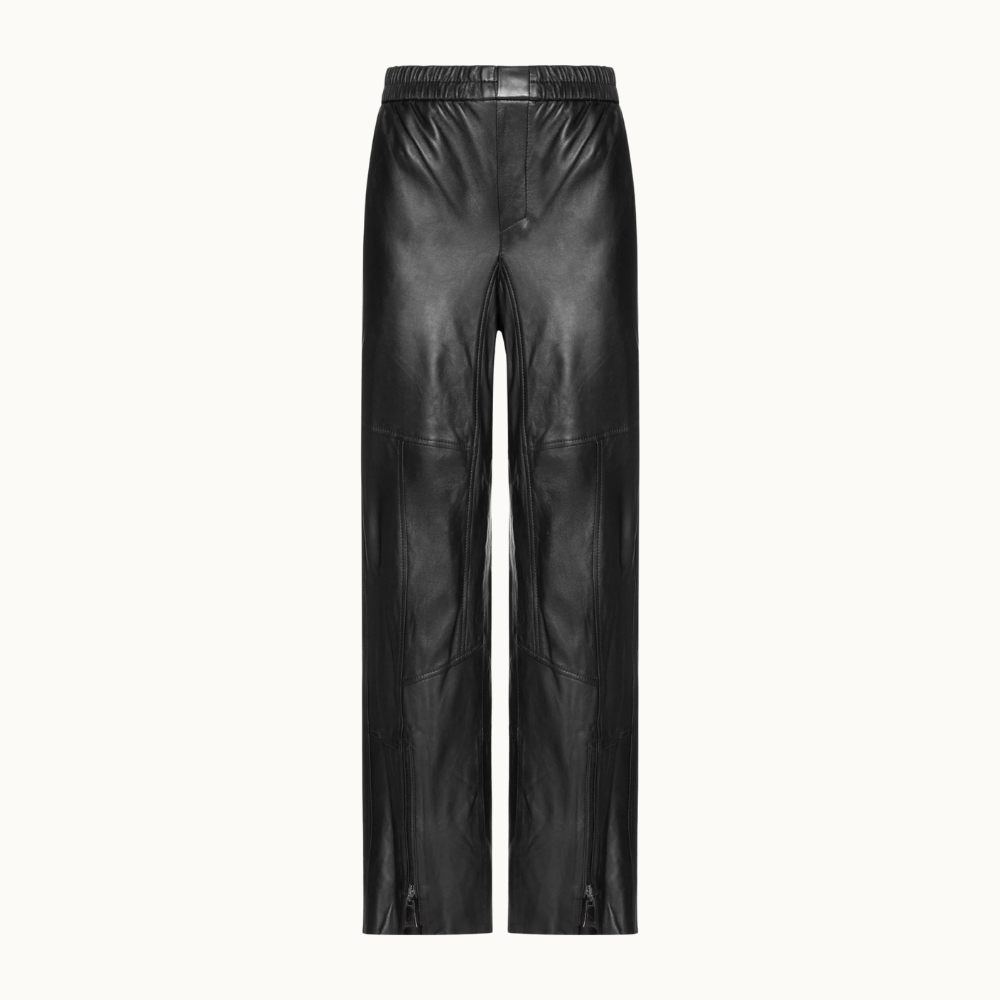 Calça Feminina De Couro Sport Recorte Pespontos