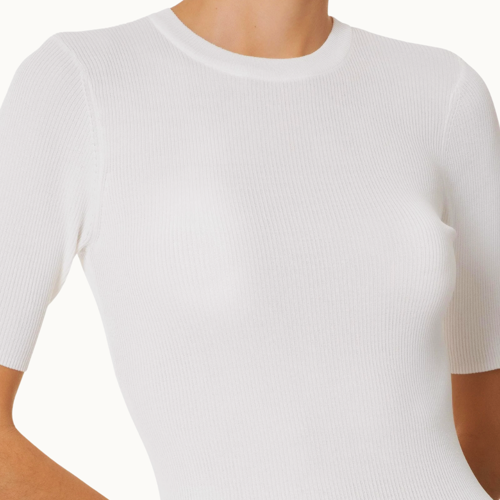 Camiseta Feminina Básica Canelada Tricot