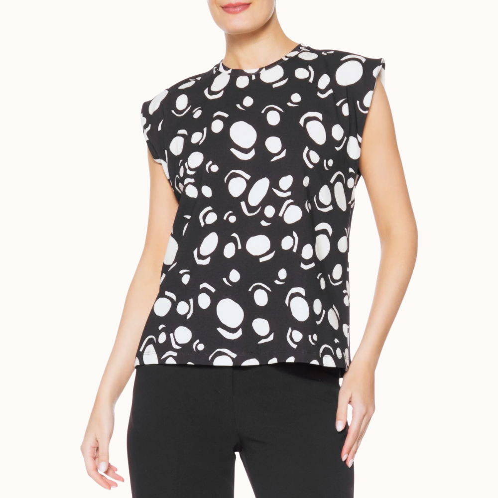 TSHIRT QUADRADINHA BICOLOR POIS BANDA