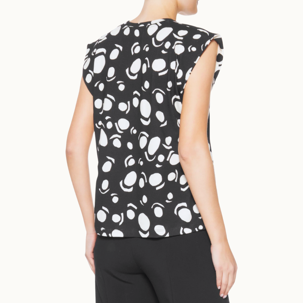 TSHIRT QUADRADINHA BICOLOR POIS BANDA