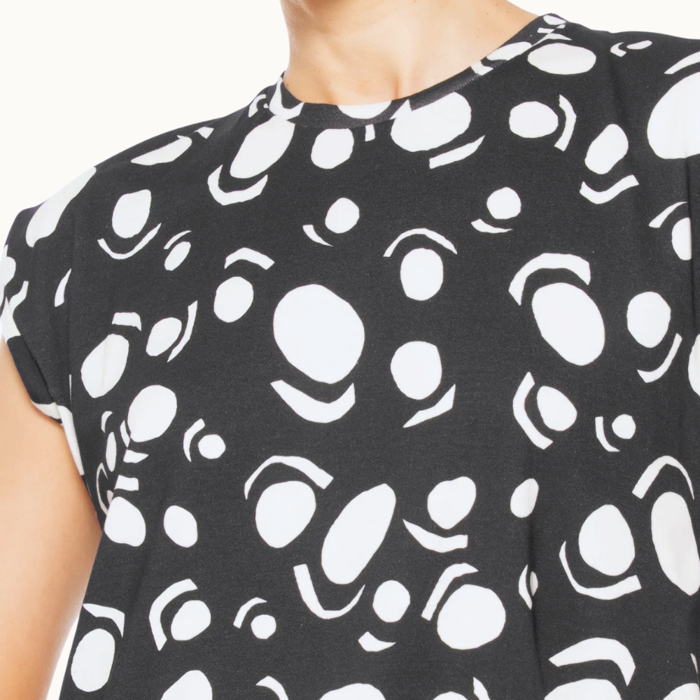 TSHIRT QUADRADINHA BICOLOR POIS BANDA