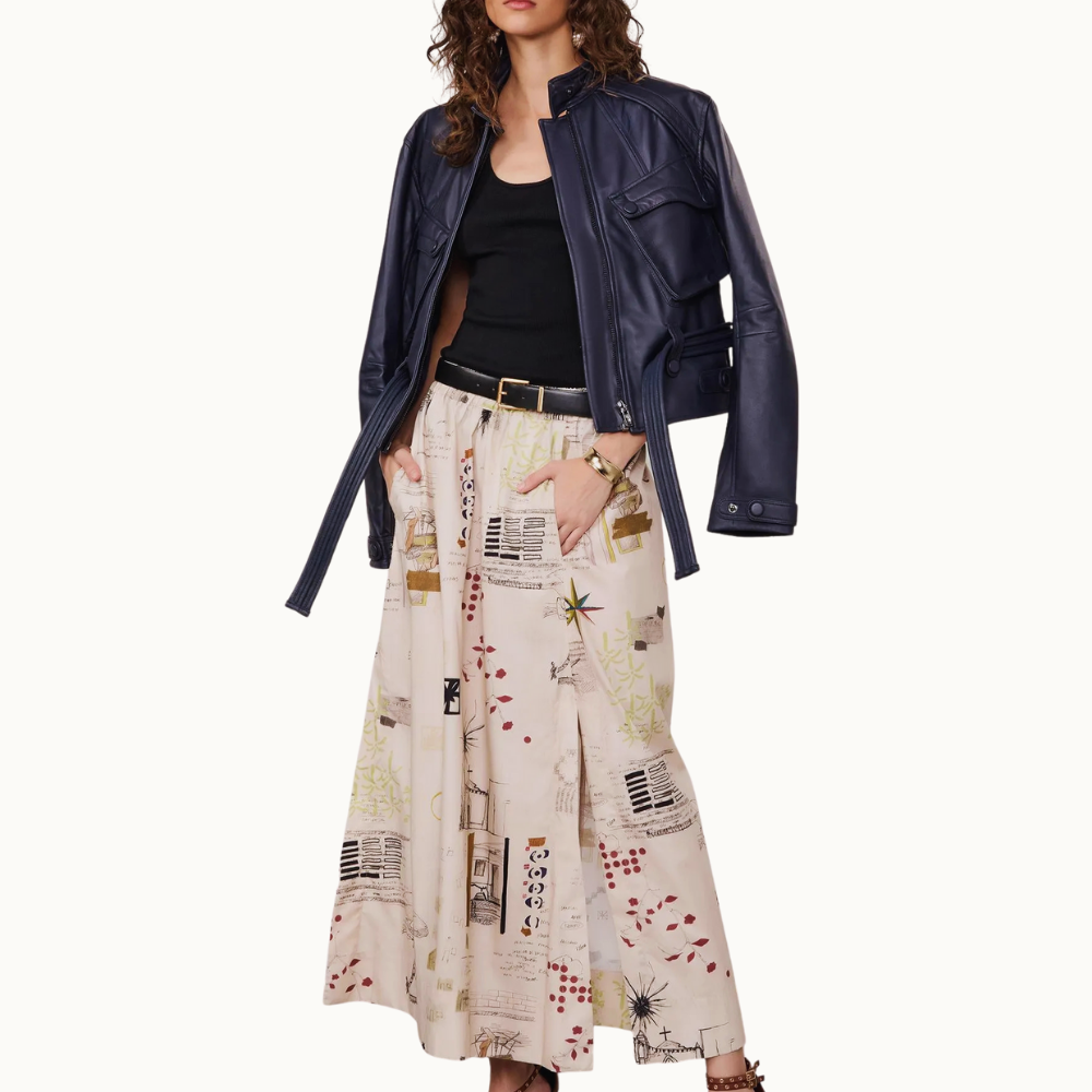 JAQUETA DE COURO FAIXA MATELASSE MARINHO