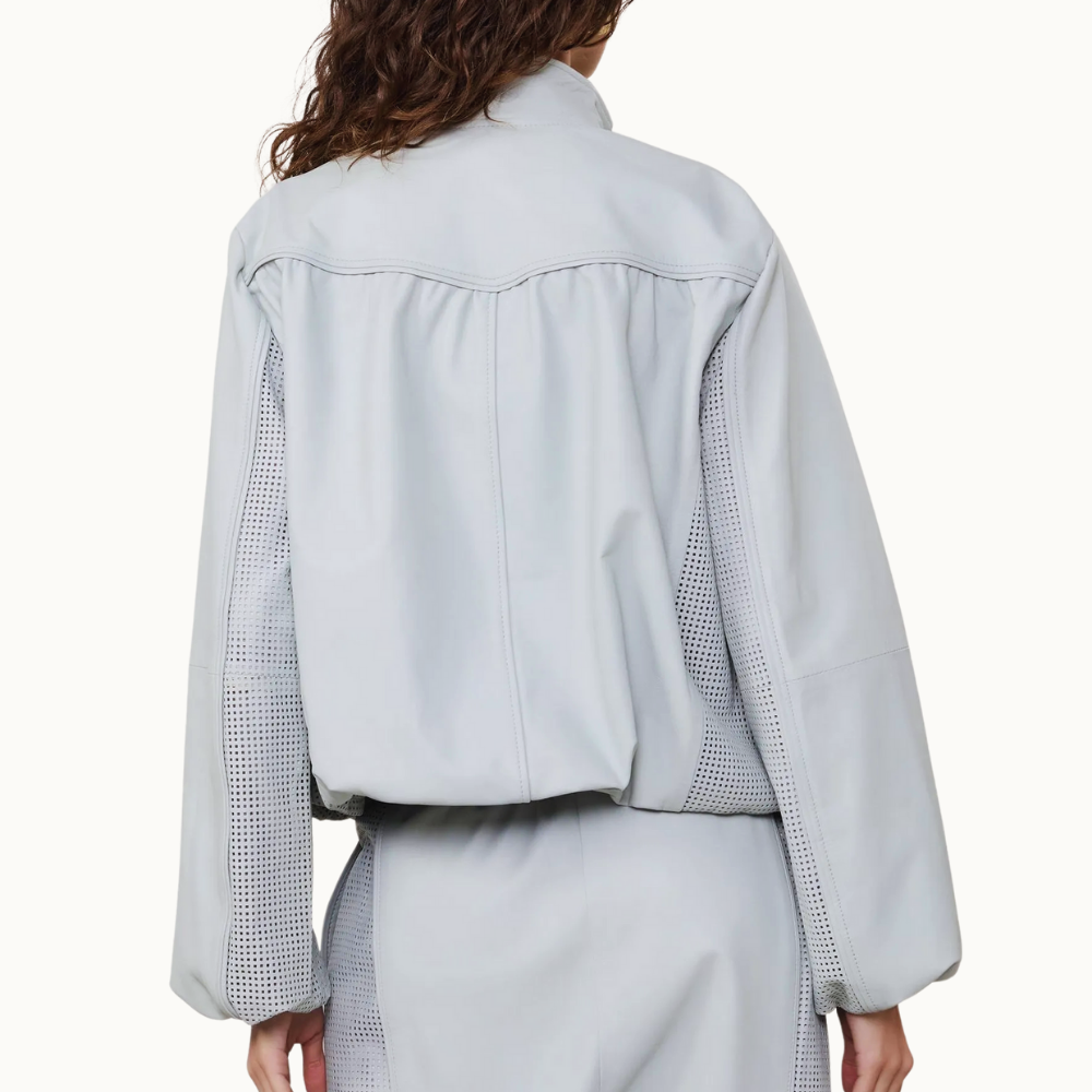 JAQUETA DE COURO MIX TEXTURA BALONE