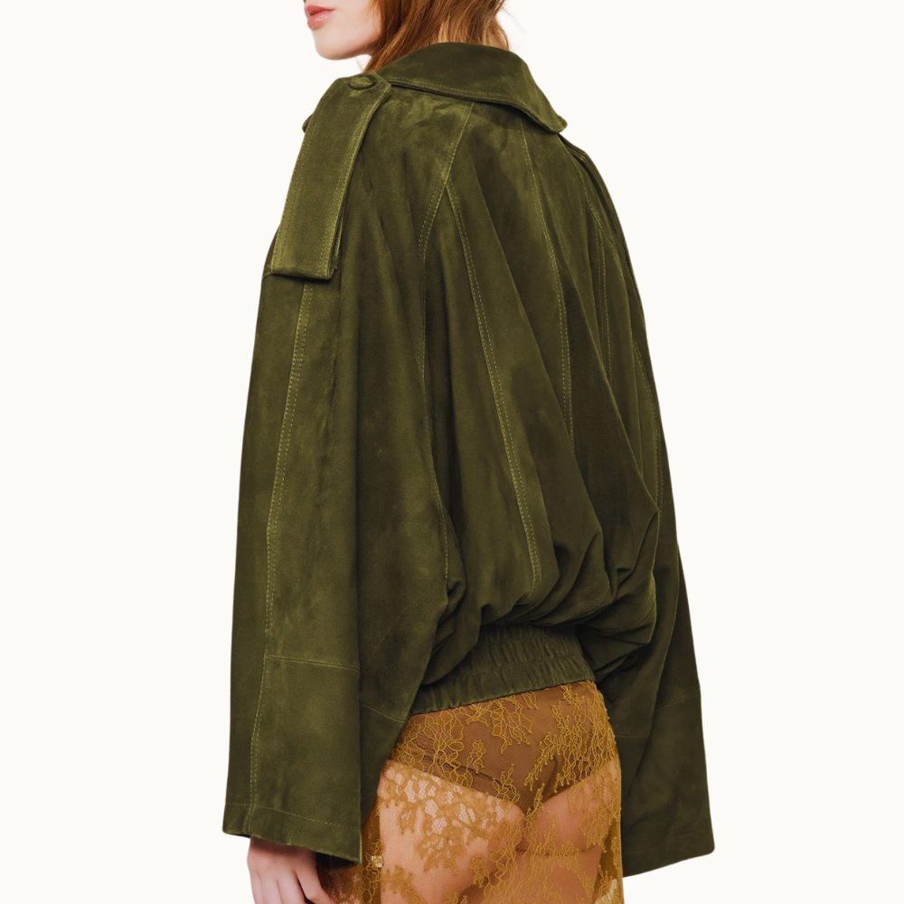 Jaqueta De Chamois Ampla Barra Eslastico